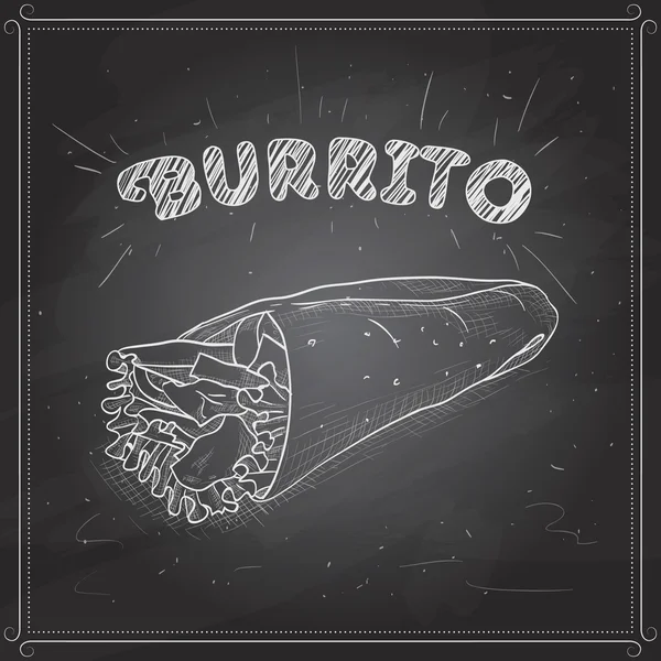 Burrito scetch pada papan hitam - Stok Vektor