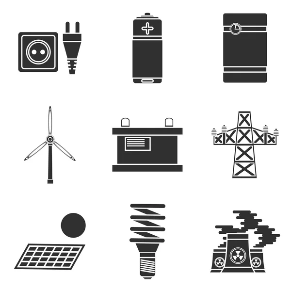 Conjunto de iconos de sistemas generadores de energía — Vector de stock