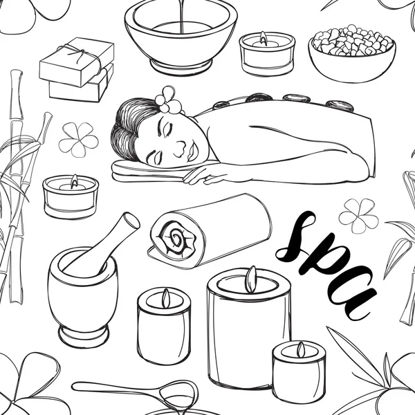 Spa doodle kalıbı tanımlar — Stok Vektör