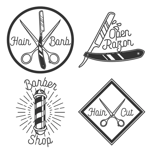 Emblemas de la barbería Vintage — Vector de stock