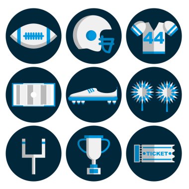 Amerikan futbolu düz Icon set