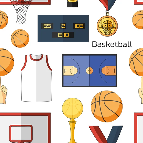 Patrón de iconos de baloncesto — Vector de stock