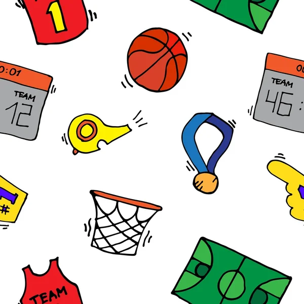 Patrón de elementos de baloncesto — Vector de stock