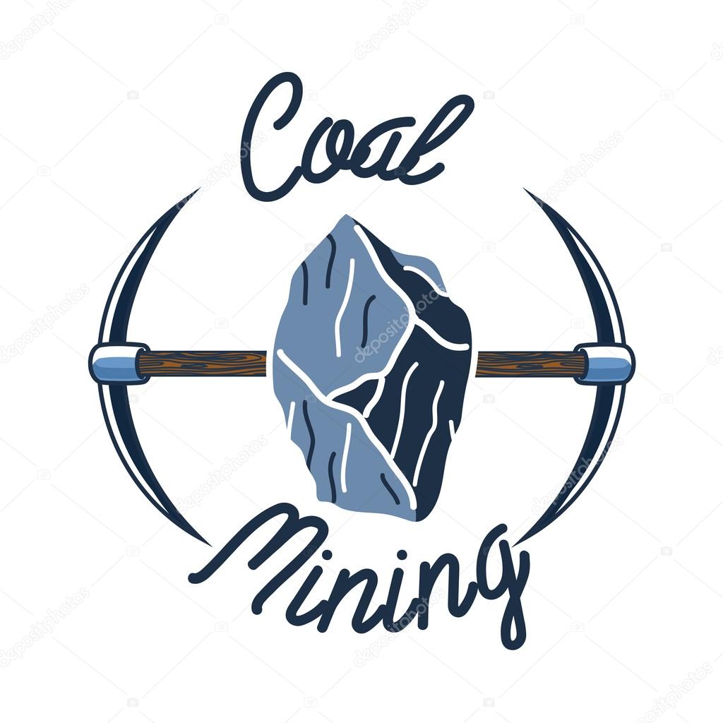 Color vintage coal mining emblem, label, badge, logo. Vector illustration EPS 10