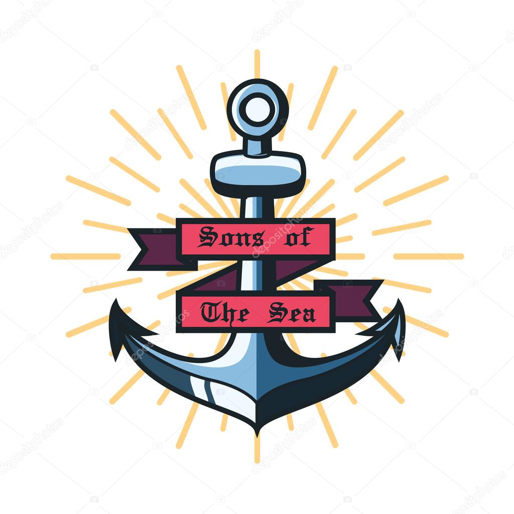 Color vintage hand drawn pirates designed emblem, label, logo. Doodle style. Proverbs. Layered