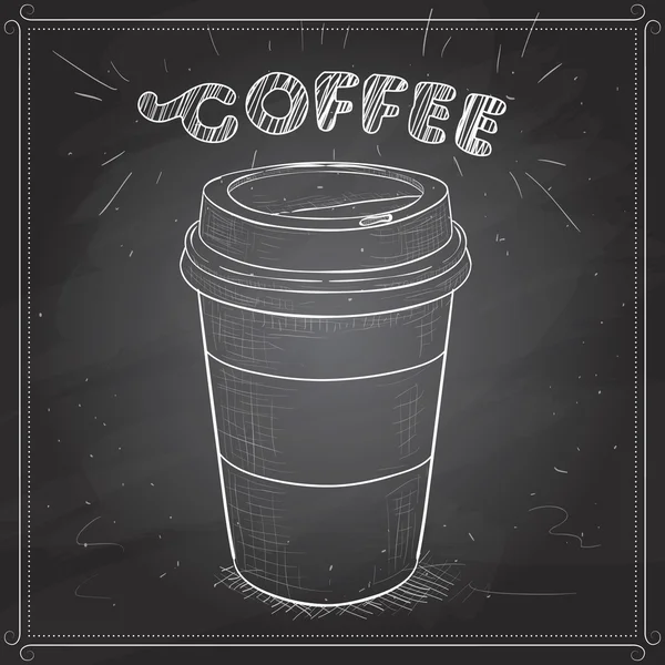 Coffee to go scetch on the black board — стоковый вектор