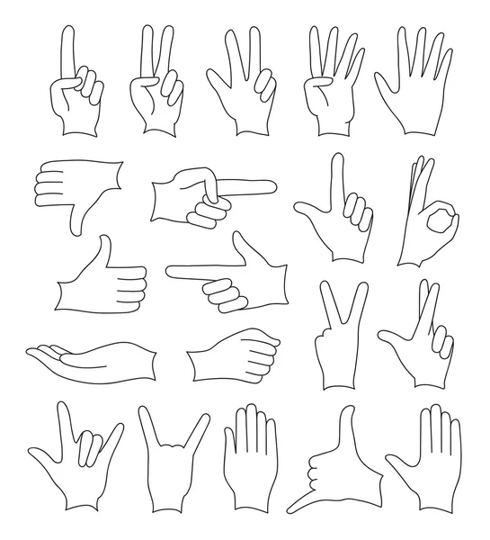 Hand signs icons set — Stock Vector