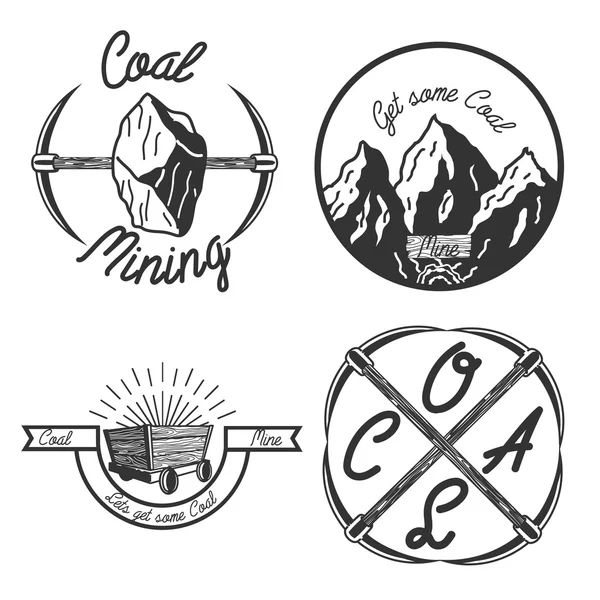 Emblemas de mineração de carvão vintage — Vetor de Stock