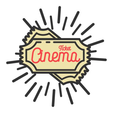 Renk vintage sinema amblemi