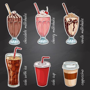 Bir kara tahta menüsünde içecekler