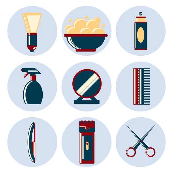 Set icona piatto barbiere — Vettoriale Stock