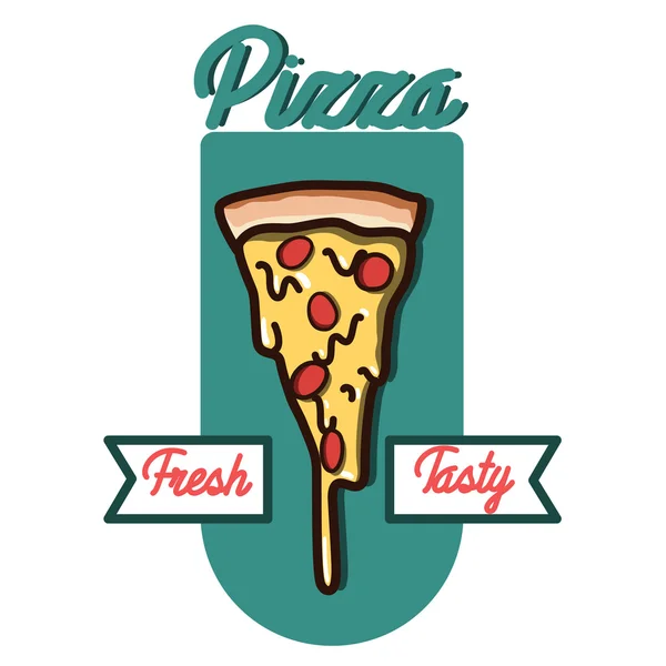 Color emblema de pizza vintage — Vector de stock