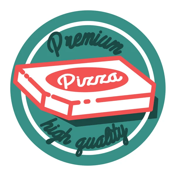 Color emblema de pizza vintage — Vector de stock