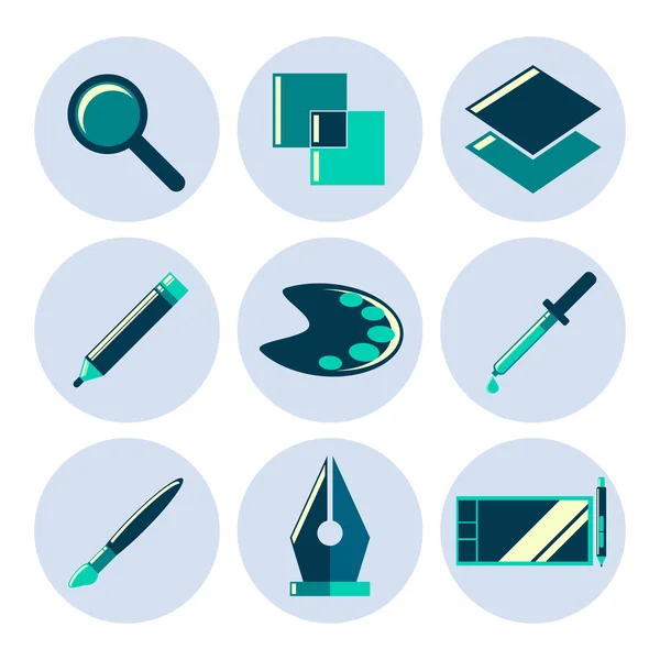 Herramientas de diseño conjunto de iconos planos — Vector de stock