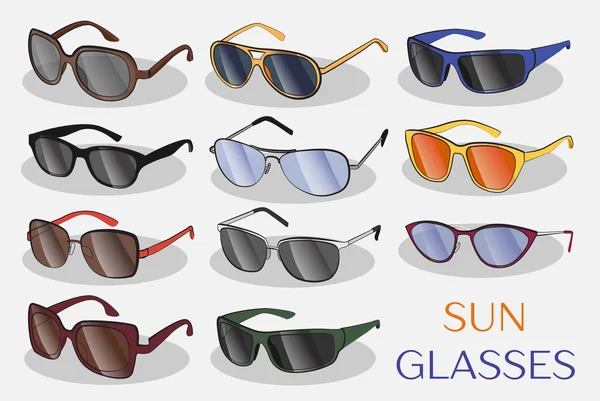 Set de las diferentes gafas de sol — Vector de stock