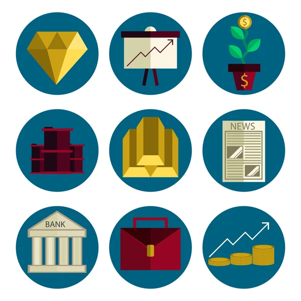 Beurs platte icons set — Stockvector