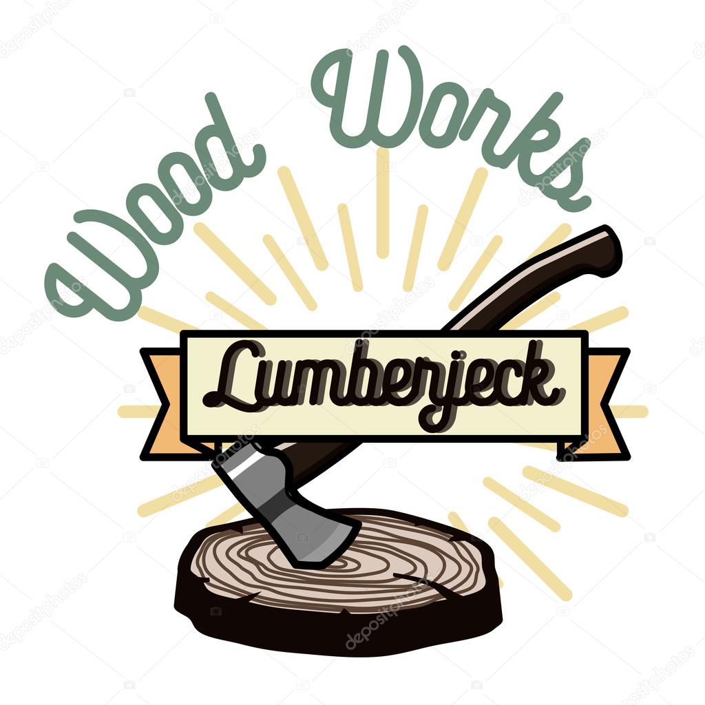 Color vintage lumberjack emblem. Vector illustration, EPS 10