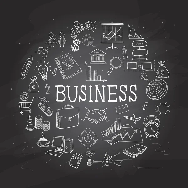 Ícones de negócios em estilo esboço — Vetor de Stock