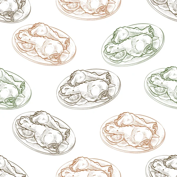 Patrón inconsútil piernas de pollo scetch — Vector de stock