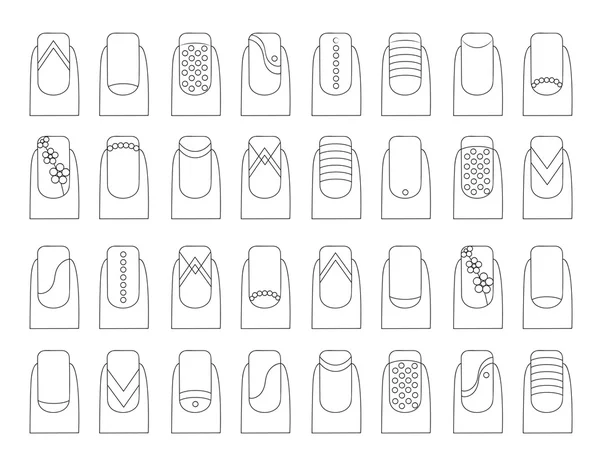 Ilustración vectorial de varios diseños de uñas de fruta . — Vector de stock