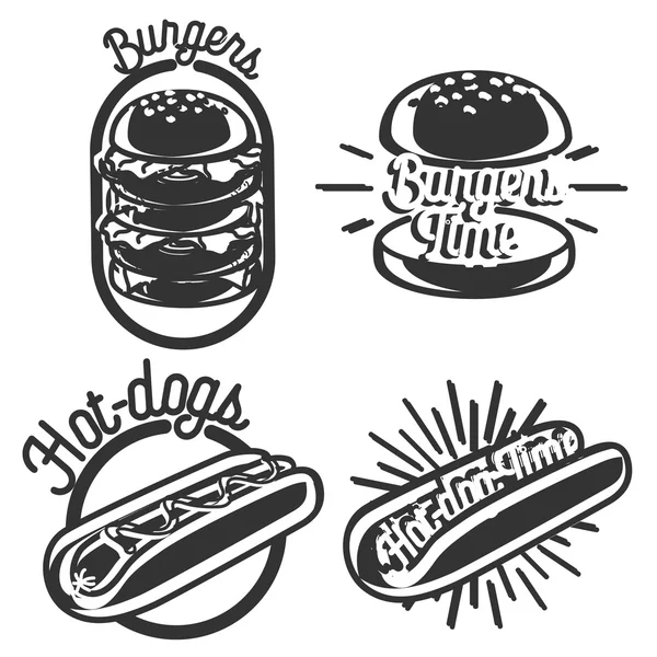 Emblematy Vintage fast food — Wektor stockowy