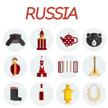 Rusya düz Icon set