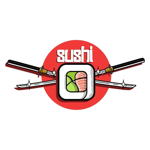 Cor emblema de sushi vintage — Vetor de Stock