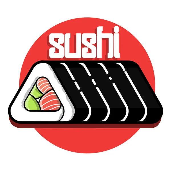 Couleur vintage sushi emblème — Image vectorielle