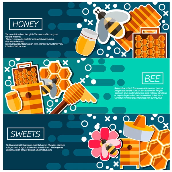 Ensemble de bannières horizontales sur le miel — Image vectorielle