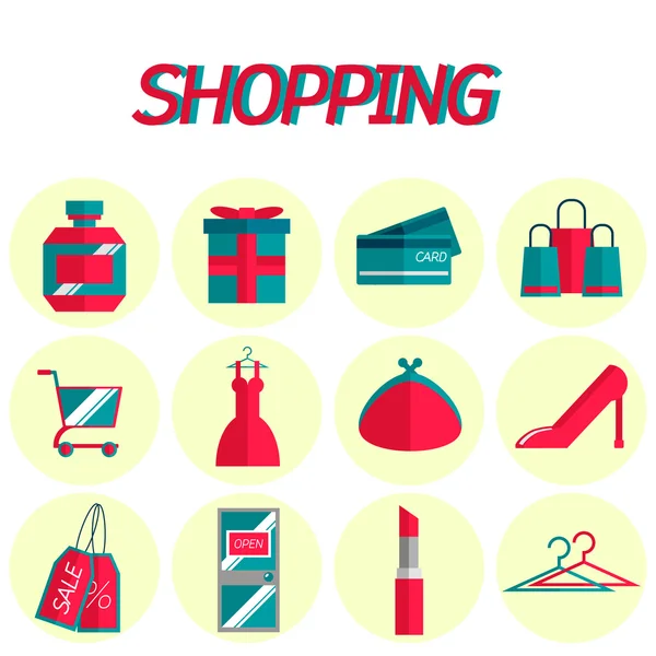 Shopping flat icon set — Stock Vector