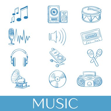 Elle çizilmiş müzik Icons set