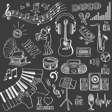 Elle çizilmiş müzik seti