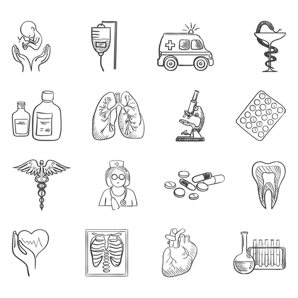 Health care and medicine icon set — Stock Vector