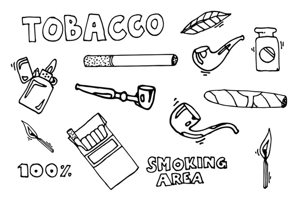 吸烟和烟草的图标 — 图库矢量图片