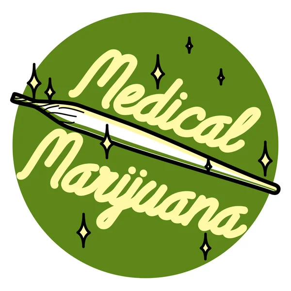 Color emblema de marihuana medicinal vintage — Vector de stock