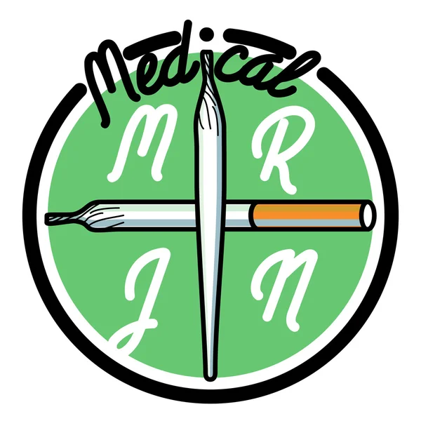 Färgen vintage medicinsk marijuana emblem — Stock vektor