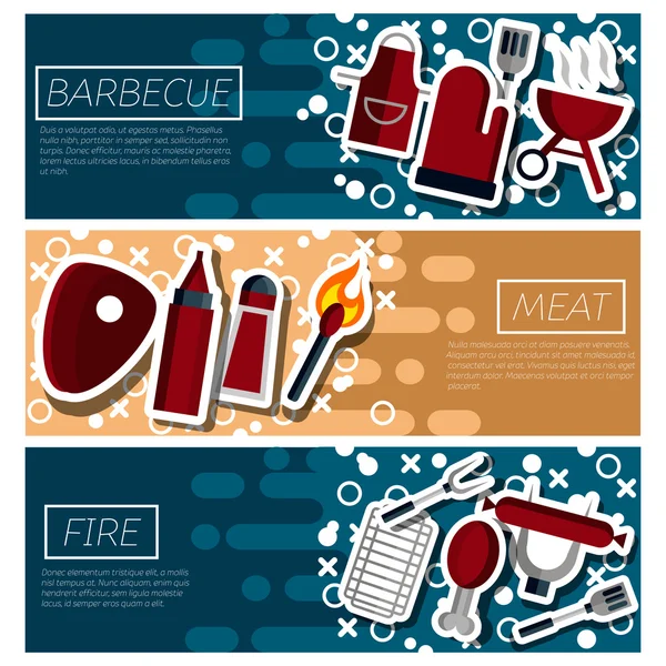 水平横幅关于烧烤设置 — 图库矢量图片