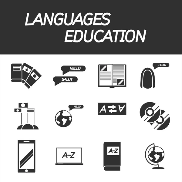 Conjunto de ícones de educação línguas —  Vetores de Stock