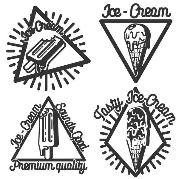 Emblemas de sorvete vintage — Vetor de Stock