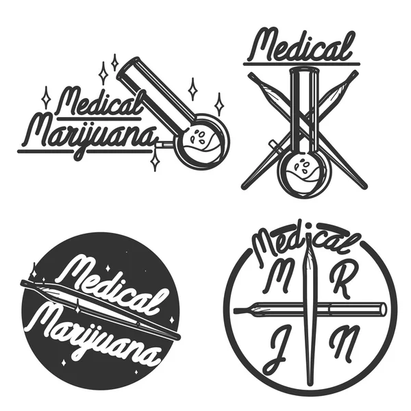 Emblemas de marihuana medicinal vintage — Vector de stock