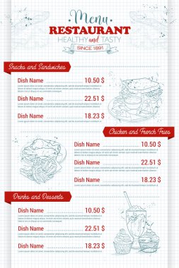 Restoran dikey krokisi menü