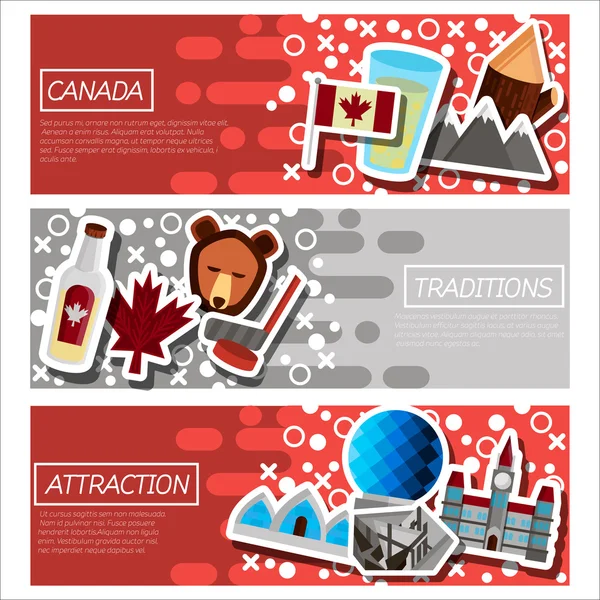 Conjunto de Banners Horizontales sobre Canadá — Vector de stock