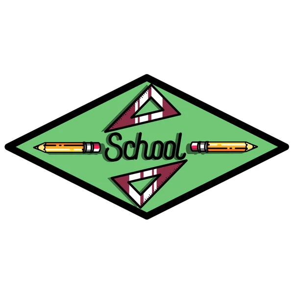 Cor vintage de volta ao emblema da escola — Vetor de Stock