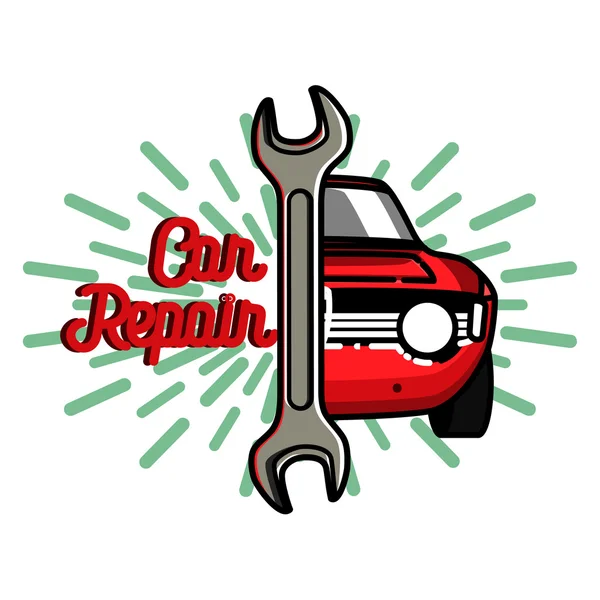 Kleur vintage auto reparatie embleem — Stockvector