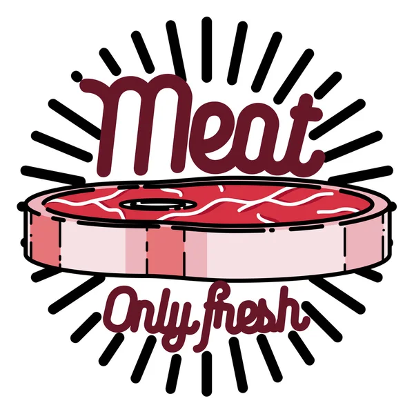 Colore vintage negozio di carne emblema — Vettoriale Stock