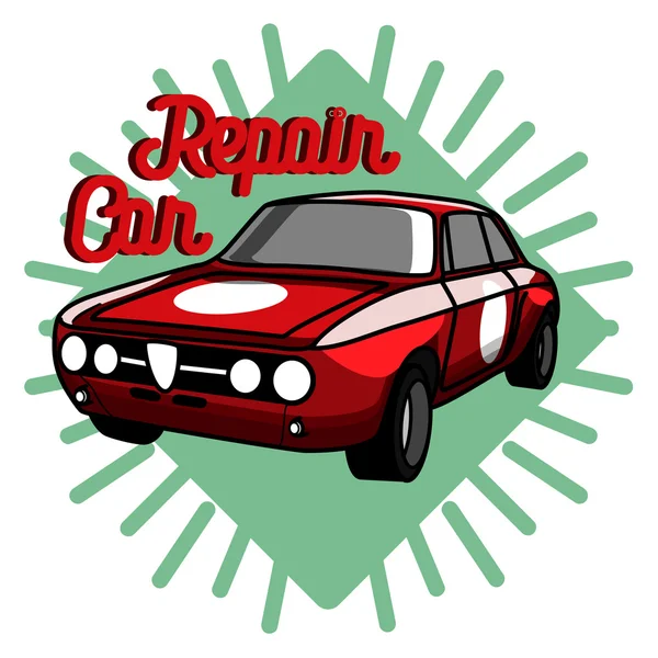Färgen vintage bil reparation emblem — Stock vektor