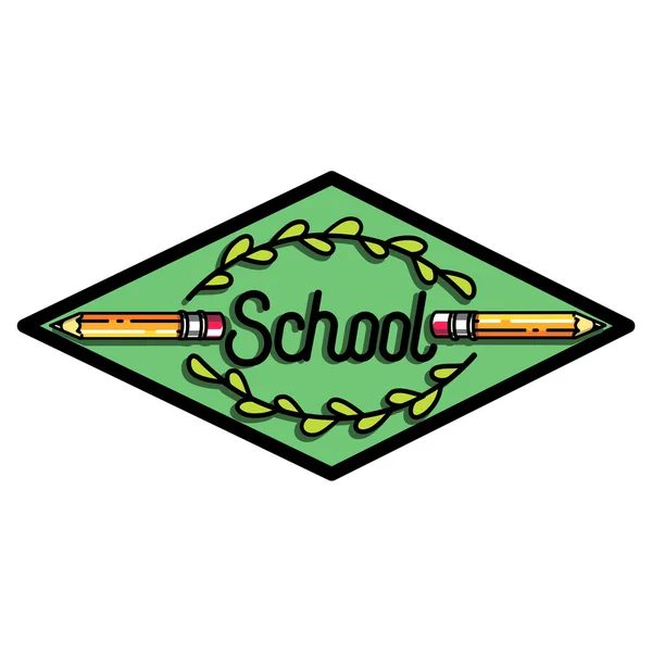 Kleur vintage terug naar school embleem — Stockvector