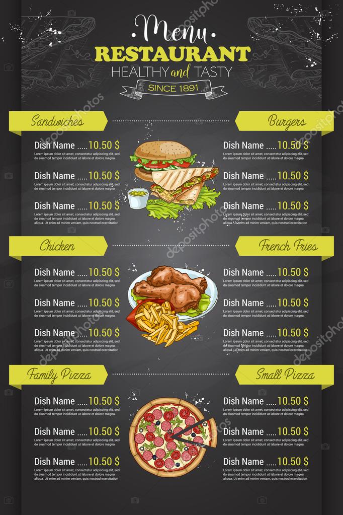 Menú del restaurante vertical color — Vector de stock © Netkoff #117552964