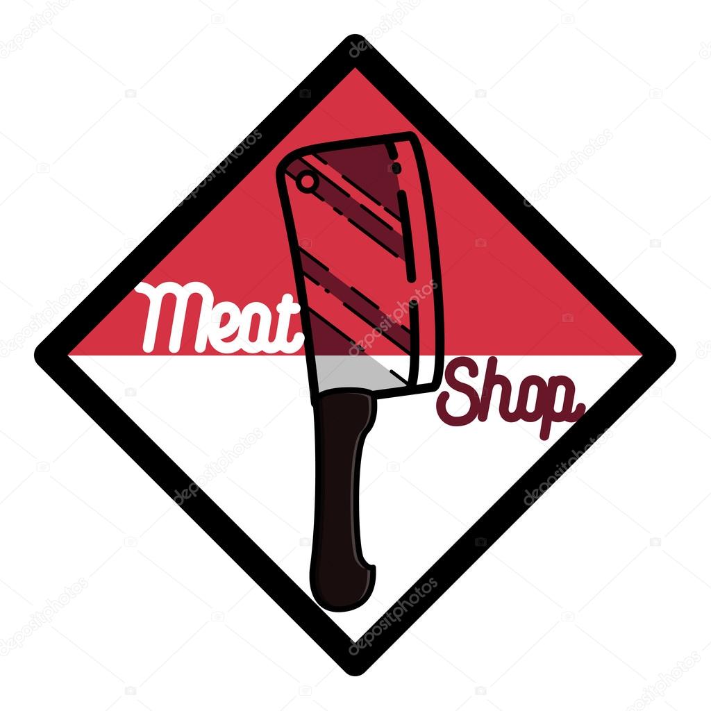 Color vintage meat store emblem, label, logo. Shop, design food, butcher badge vector illustration