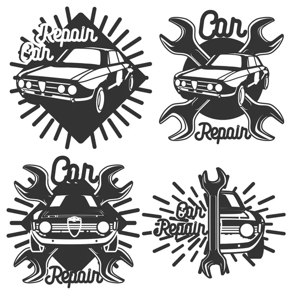 Эмблемы для ремонта старинных автомобилей — стоковый вектор